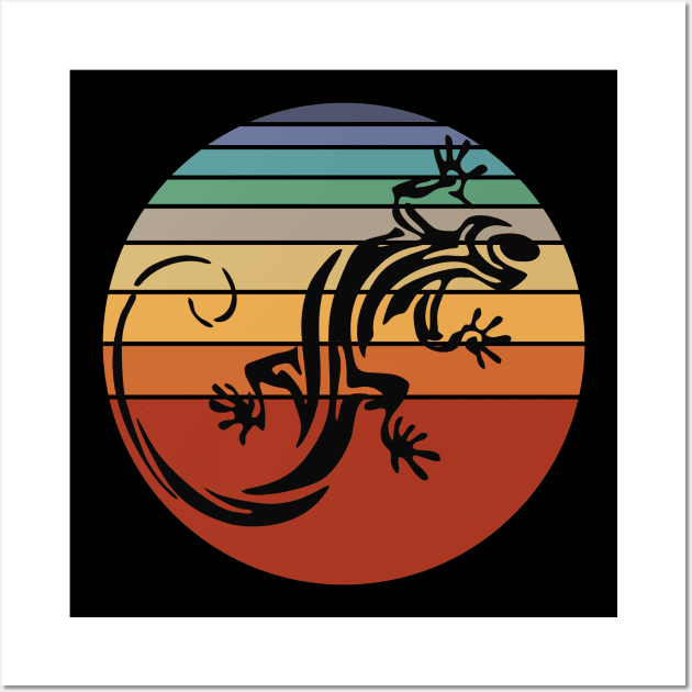 Retro 80s Tropical Sun Vaporwave Summer Cute Lizard Wall Art by iZiets